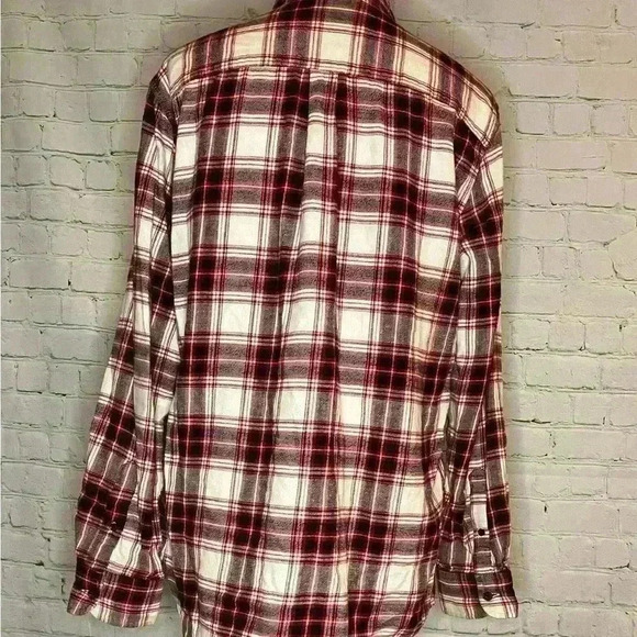 Chaps Men's Medium Long Sleeve Performance Flannel Shirt Red Plaid - Picture 3 of 6